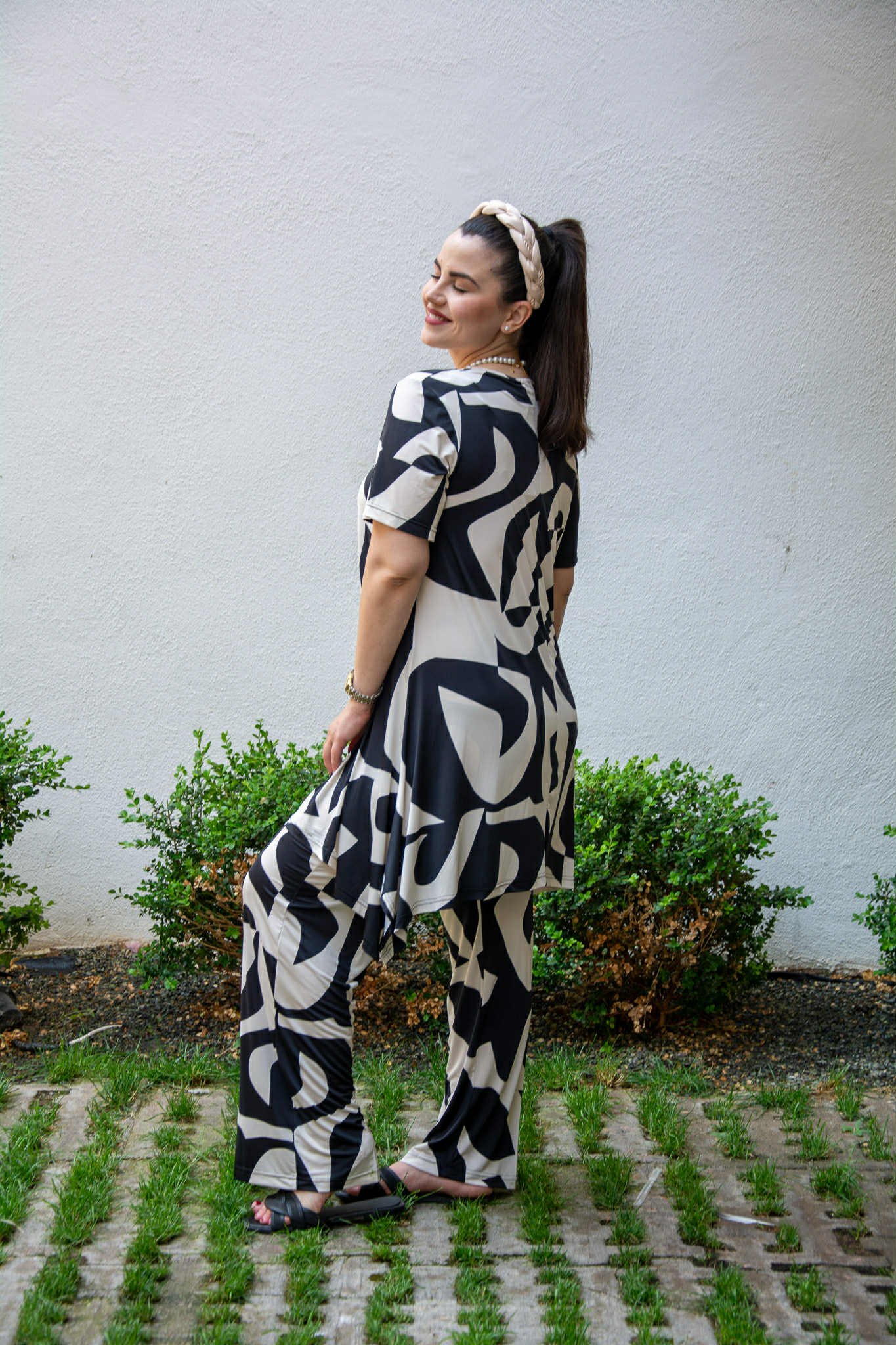 ΣΕΤ ΜΠΛΟΥΖΑ ΜΕ ΜΥΤΕΣ ΚΑΙ ΠΑΝΤΕΛΟΝΑ ΜΕ ΛΑΣΤΙΧΟ ΣΤΗΝ ΜΕΣΗ | ΑΣΠΡΟΜΑΥΡΟ - Image 3