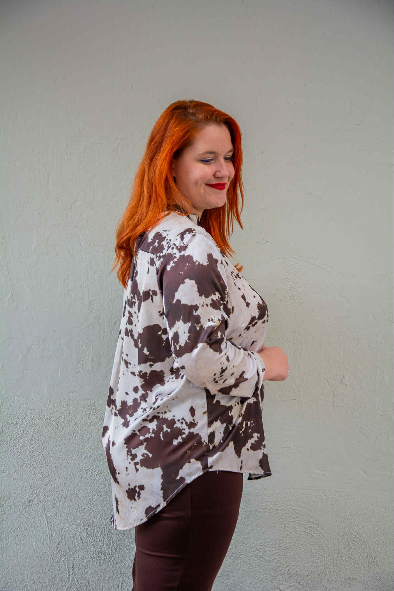 ΜΠΛΟΥΖΑ ΜΑΚΡΙΑ ΜΕ V-ΝΤΕΚΟΛΤΕ ΣΑΤΕΝ | ΕΚΡΟΥ-ΚΑΦΕ - Image 2