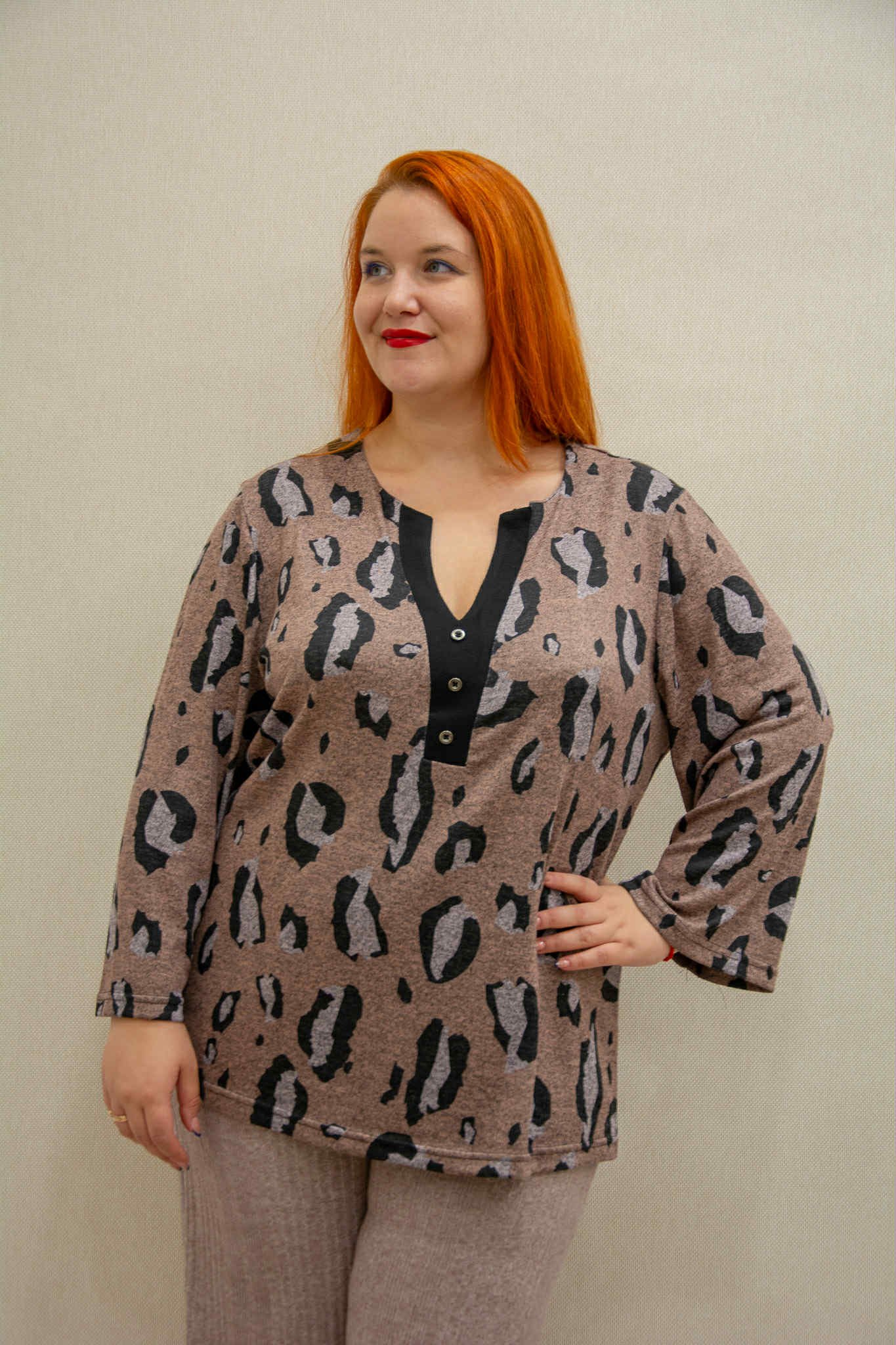 ΜΠΛΟΥΖΑ ΜΟΧΕΡ ΜΕ V-ΝΤΕΚΟΛΤΕ ΚΑΙ ΚΑΜΠΑΝΑ ΜΑΝΙΚΙ | ΑΝΙΜΑΛ ΡΟΖ - Image 5