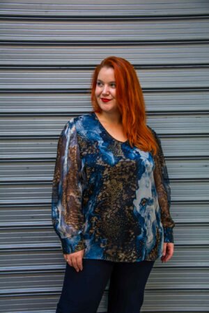 ΜΠΛΟΥΖΑ ΜΟΥΣΕΛΙΝΑ ΜΕ ΕΛΑΦΡΩΣ V-ΝΤΕΚΟΛΤΕ | ΕΜΠΡΙΜΕ ΜΠΛΕ