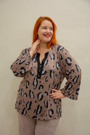 ΜΠΛΟΥΖΑ ΜΟΧΕΡ ΜΕ V-ΝΤΕΚΟΛΤΕ ΚΑΙ ΚΑΜΠΑΝΑ ΜΑΝΙΚΙ | ΑΝΙΜΑΛ ΡΟΖ