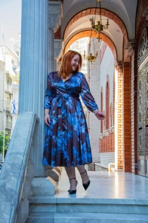 ΦΟΡΕΜΑ FLORAL ΜΙΝΤΙ ΚΡΟΥΑΖΕ  ΣΕ ΑΛΦΑ ΓΡΑΜΜΗ ΜΕ ΖΩΝΑΚΙ | ΚΑΦΕ